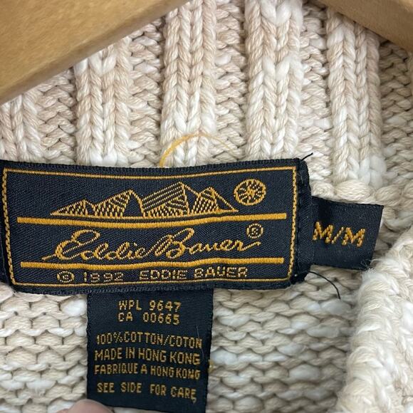 Vintage 90s Eddie Bauer Women’s Floral Rose Heavyweight Cotton Ragg Sweater sz M - Picture 2 of 11